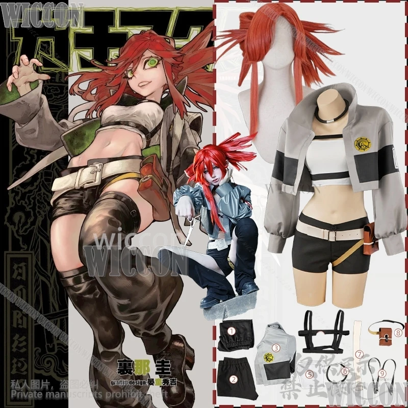 

Anime GACHIAKUTA Cosplay Riyo Clothes Punk Fashionable Short Jacket Short Y2K Uniform Carnival Girl Wig Bag Outfit Customized