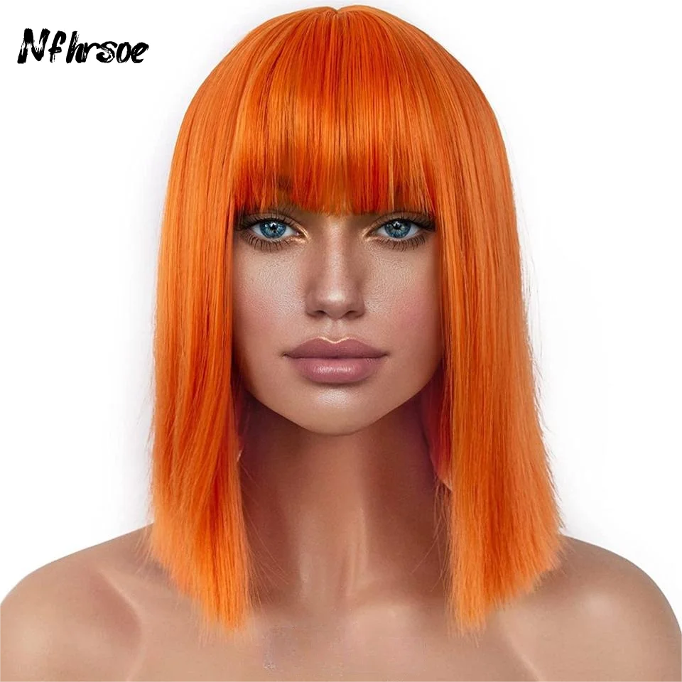 

Короткий прямой парик-боб 13x4 цвета имбирно-оранжевый, высококачественный, с прозрачной HD-сеткой, из бразильских окрашенных человеческих волос, для женщин