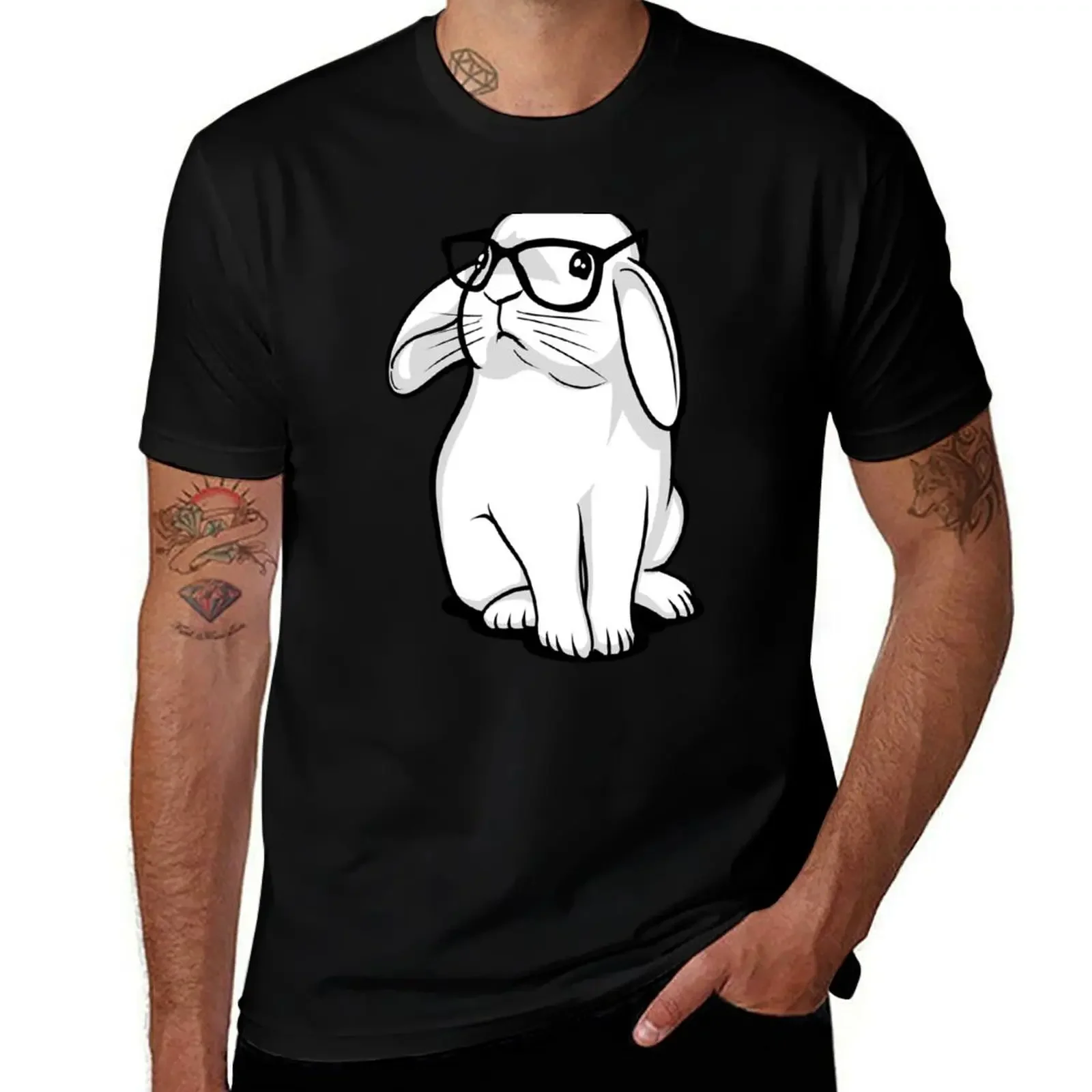 

Hipster Rabbit T-Shirt blanks custom shirt oversized graphic tee Men's cotton t-shirt