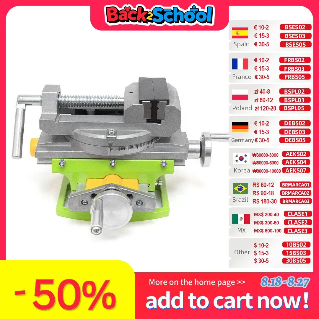 

2 in 1 Milling Drilling Precision Vise Swivel Base Table Aluminium Alloy Compound Worktable