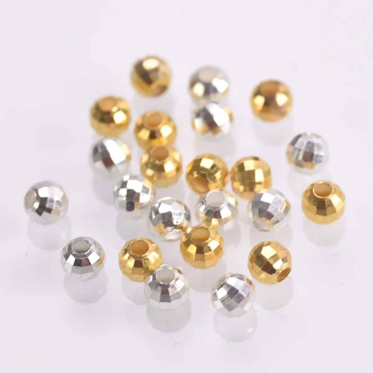 

Plated Color Round Faceted 3mm 4mm 5mm 6mm 8mm 10mm 12mm Brass Metal Loose Spacer Beads Lot For Jewelry Making Accessories DIY