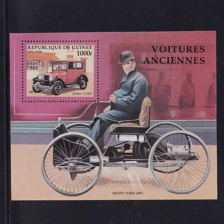 Briefmarken der Guinea Post, Jahrgang 1998, Europäische Klassische Autos, 1 Set mit 7 neuen Sammlerbriefmarken, Material für Scrapbooking – Detail 2