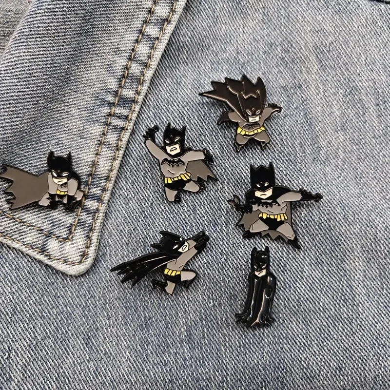 New 6pcs Set Cute Cartoon Metal Lapel Pins Classic Comic Characters Anime Enamel Pins Set Simple Brooches Badges Gift for Friend