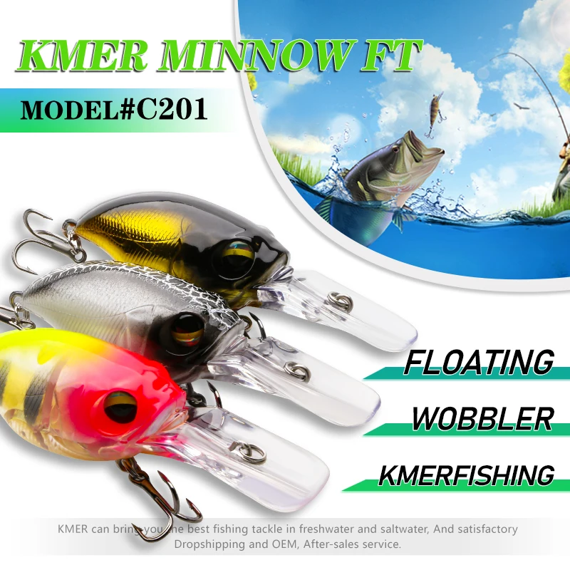 KMER #201C 8.5cm/11g Fishing Wobbler Lures Floating Crankbait For Pike Walleye Bass About Artificial Hard Bait Goods Accessorie