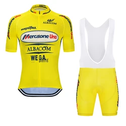 Marco Pantani Gelb Radfahren Jersey Set Retro Team Mercatone Uno Sommer Atmungs MTB Bike Kleidung Ropa Ciclismo GEL Paddad