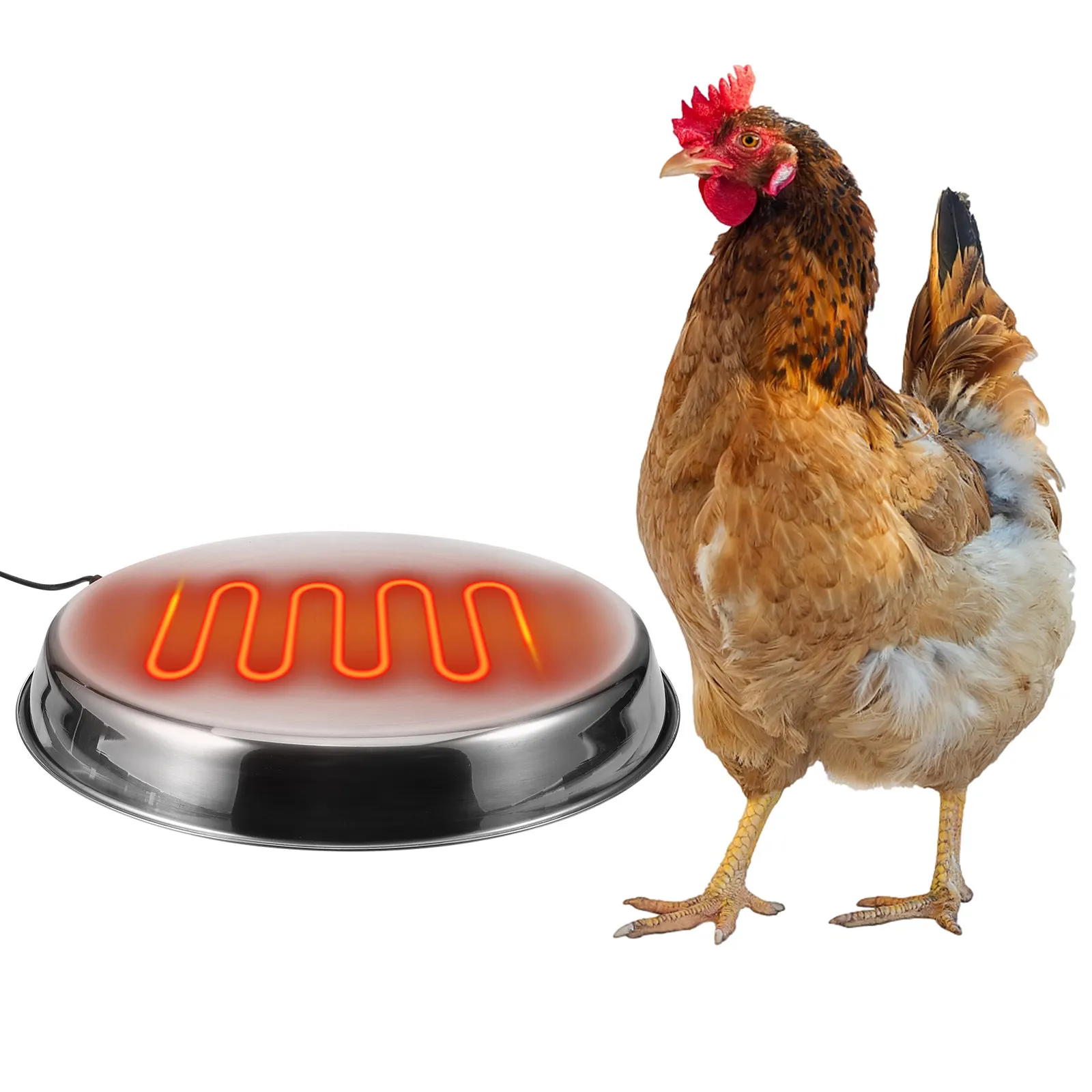 

Подогреваемая поилка для птицы из нержавеющей стали с функцией автоматического включения/выключения, для кур, зимний вариант, вилка EU