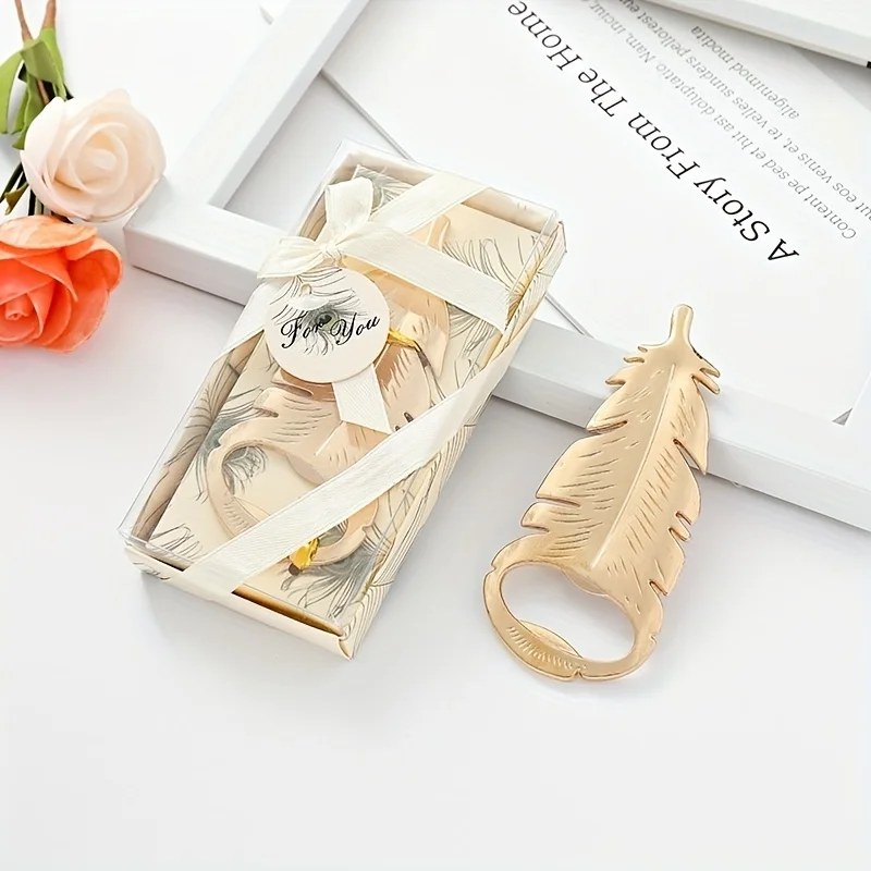 1 Feather-Patterned Bottle Opener in a Gift Box, Small Party