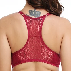 Front Closure Womens Lace Bra Vest Back Lingerie Plus Size Brassiere Sexy Underwear BH Tops C D DD E F Cup