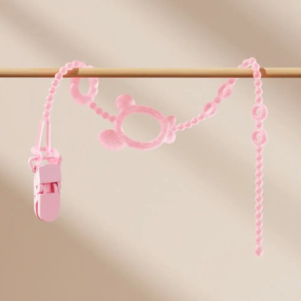 

Anti-drop Chain Pacifier Holder Clips Nipple Accessory Cartoon Bear Baby Pacifier Chain Silicone Pure Color