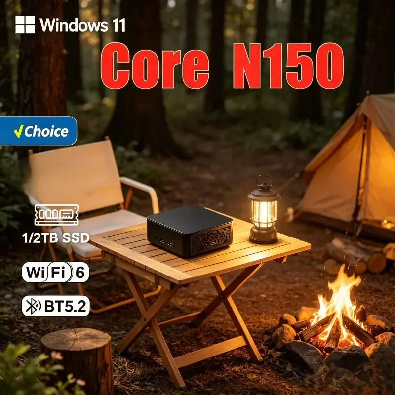 

Space-saving Mini PC Core N150, 16GB SSD, Win11, WiFi6 Supported, 4K, Space While Delivering Strong Power for Home and Work