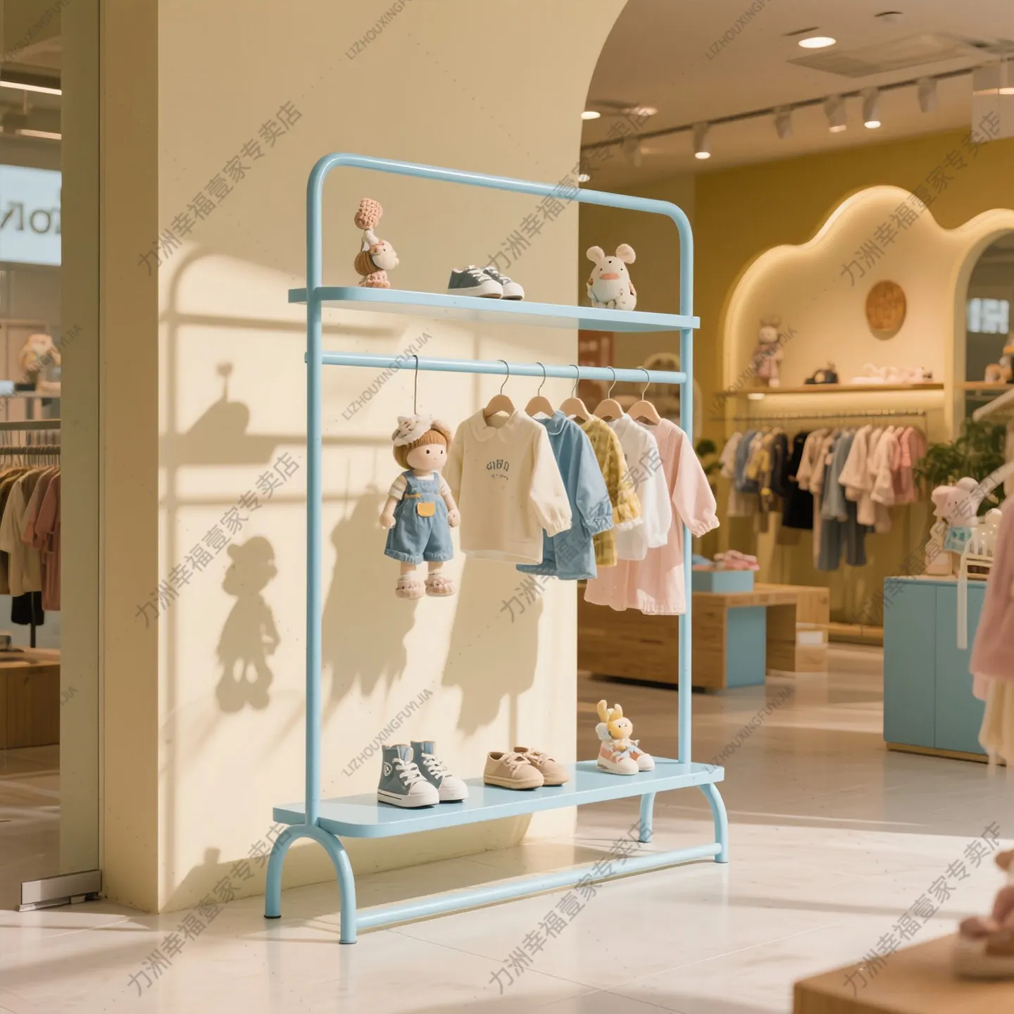 Floor-to-ceiling hanger children's clothing store wrought iron paint storage display rack high-value Nakajima shelf