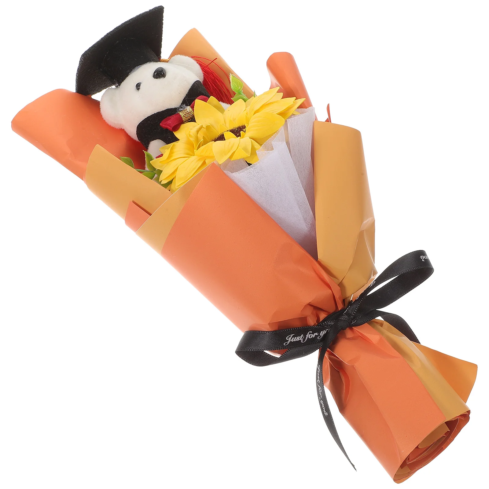 Graduation Bear Bouquet Impressive Gift Flower Party Supply Sunflower for Graduates Artificial Cloth Decoration