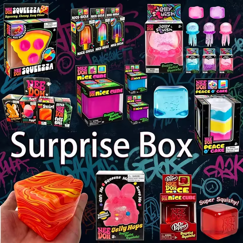 Nee Doh Überraschungsbox Squishy Spielzeuge - 6 Stile Weiche Quetsch-Fidget-Spielzeuge zur Stresslinderung, Partygeschenke & Ostergeschenke für Kinder