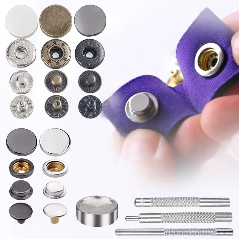 

40 sets/160 pcs colorful buttons snap fastener seamless copper concealed buttons for down jacket, backpack, coat