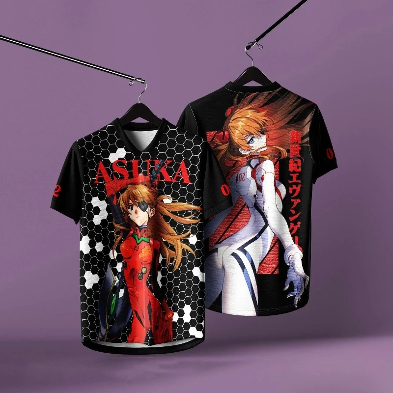 

Мужская футболка с принтом Bandai Anime Neon Genesis Evangelion Asuka Langley Soryu, повседневная уличная одежда для фанатов аниме, удобная повседневная одежда