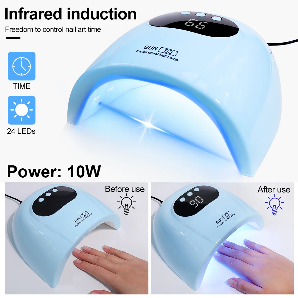 UV/LED Nail Polish Lamp 3 Timer Settings LCD Display with 24 LEDS Nails Light Fordrying Manicure Salon Tools for Acrylic Gel Art