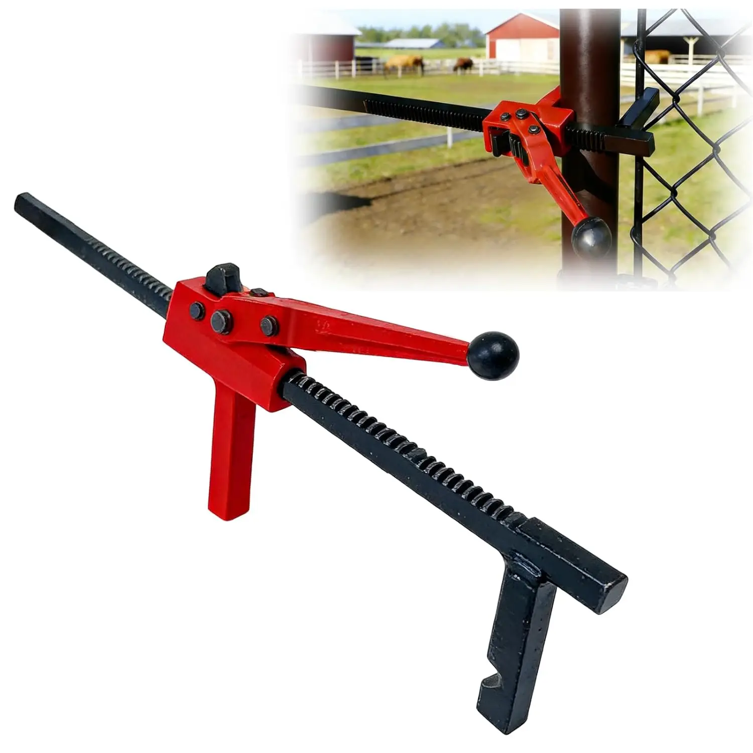 Heavy-Duty Chain Link Fence Stretcher Tool Ratcheting Fence Puller & Tensioner for Chain Link, Barbed & Woven Wire Fence