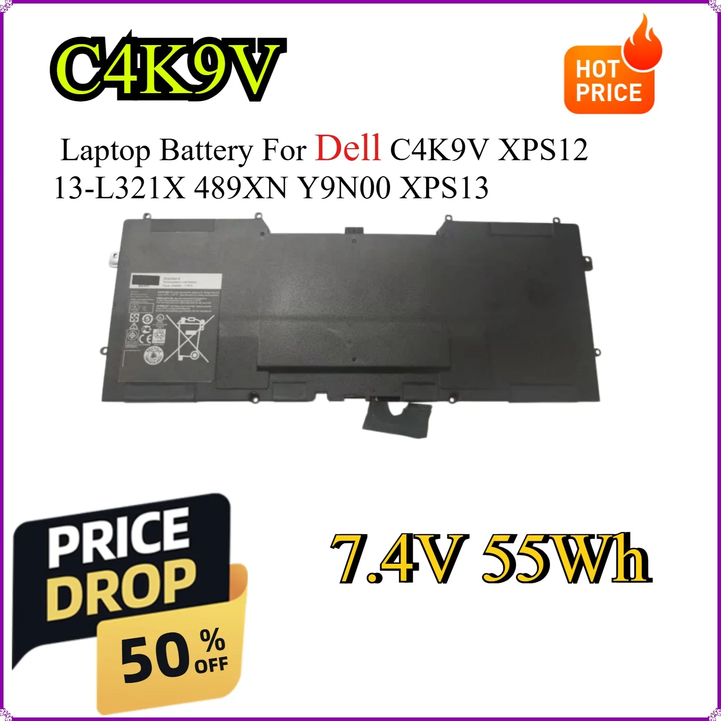 

C4K9V 7.4V 55Wh Laptop Battery For Dell C4K9V XPS12 13-L321X 489XN Y9N00 XPS13