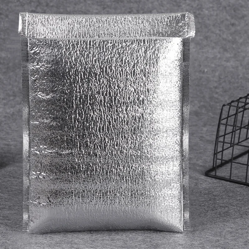 Hot Kf-100Pcs Aluminum Foil Lunch Cooler Bag Insulation Folding Picnic Portable Ice Pack Food Thermal Bag Food Delivery Bag image 2