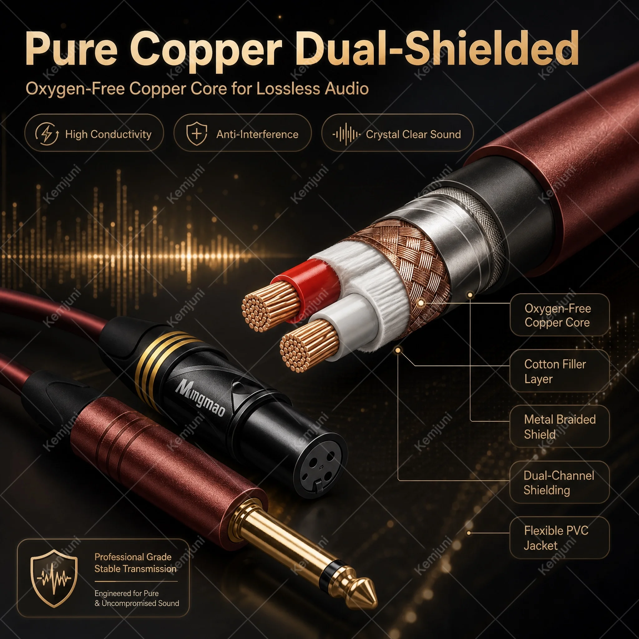 6.5mm TRS To XLR Female Audio Cable 5M 10M 15M 30M 1/4 Inch TRS Male To Canon Female Extension Cable Microphone Connection Cable