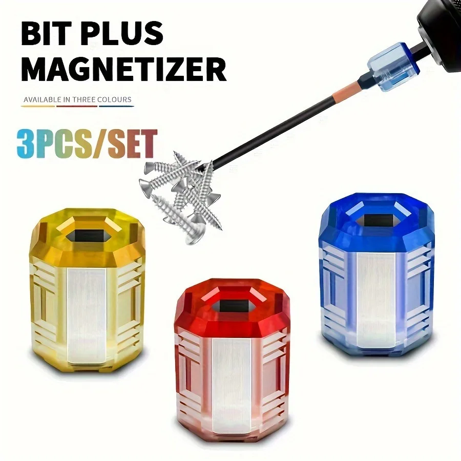 3Pcs Screwdriver Bit Magnetizer Demagnetizer Magnetic Ring Quick Magnetizing Degaussing Tool for Electric Drill Power Tool