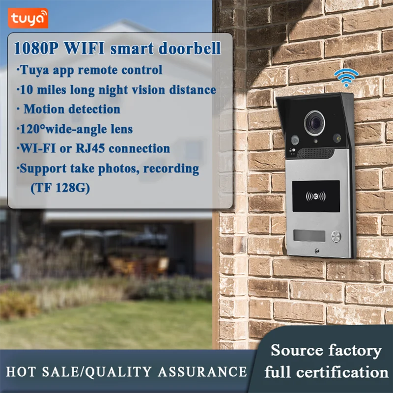 Sonnette d'interphone vidéo Tuya, haute définition à 1080 °, sonnette WiFi Home Intelligence, téléphone portable, longue portée, déverrouiller la porte, 120 P