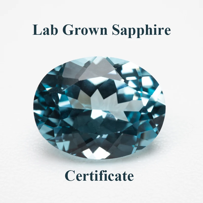 

Lab Grown Sapphire Aquamarine Color Oval Cut Top Quality Charm Gemstones for DIY Jewelry Making Rings Selectable AGL Certificate