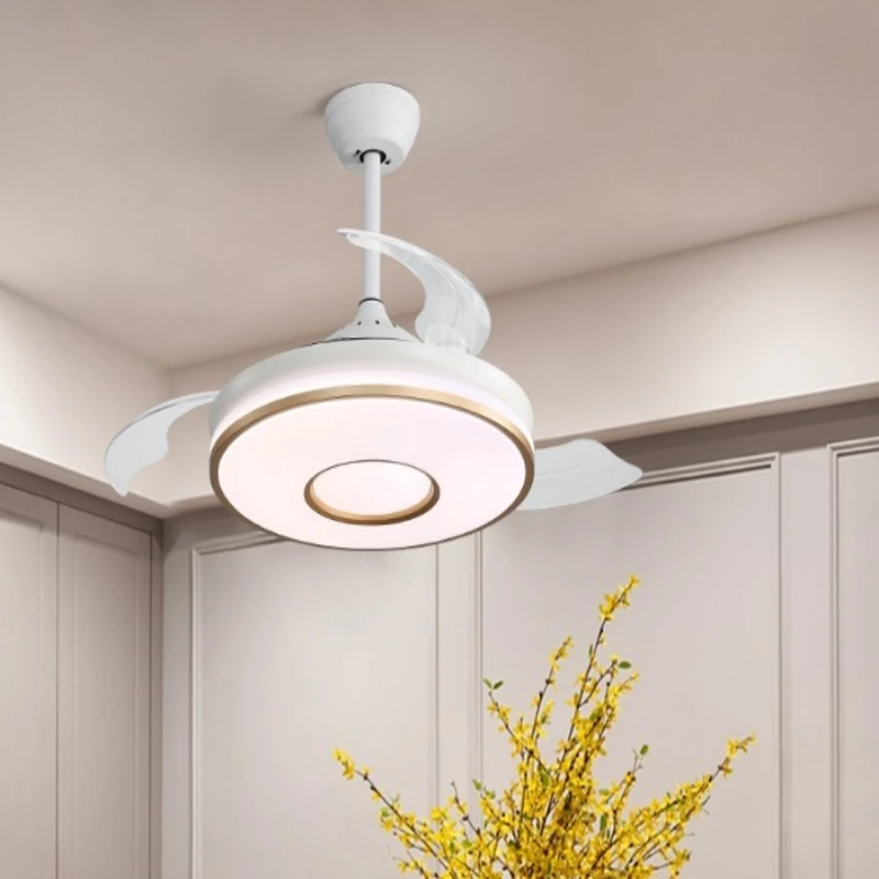 Modern Indoor Retractable Invisible 42 Inch Remote Control Smart Ceiling Fan with Light