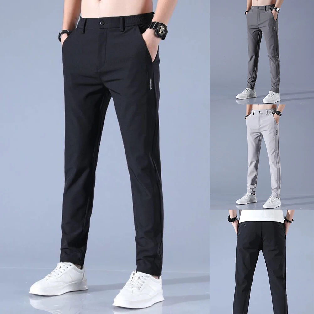 

Men's Golf Trousers Quick Drying Long Comfortable Leisure Trousers With Pockets Stretch Relax Fit Pants Breathable Zipper Design