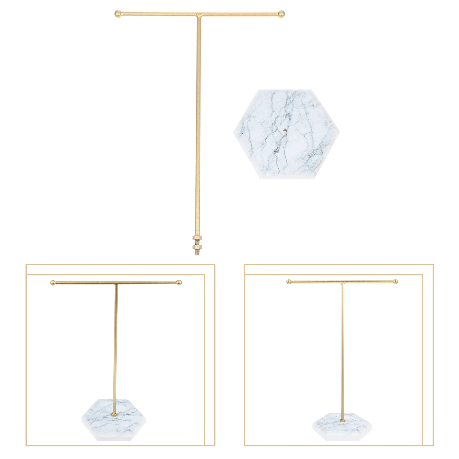 Iron Art Jewelry Storage Rack Stable Marble Base Earring Stand Holder Organizer Display Rack Practical for Bedroom Bathroom