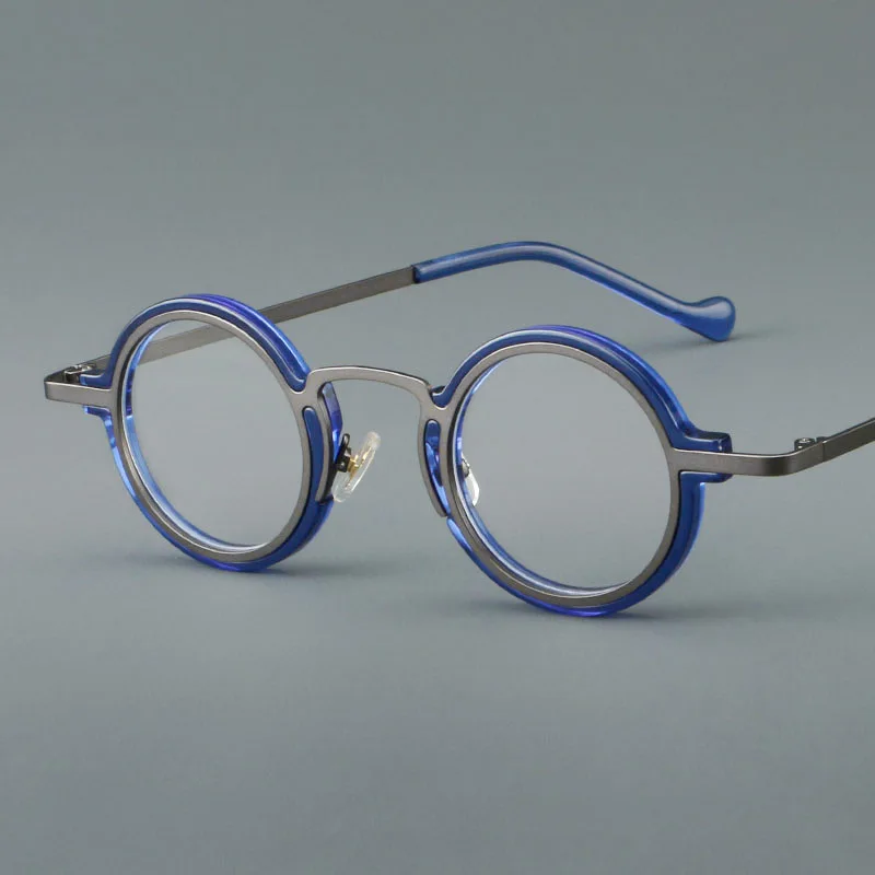 

EYORA Retro Round Acetate Small Frame Reading Glasses Anti Blue Light Photochromic Glasses Optical Lenses with Prescription