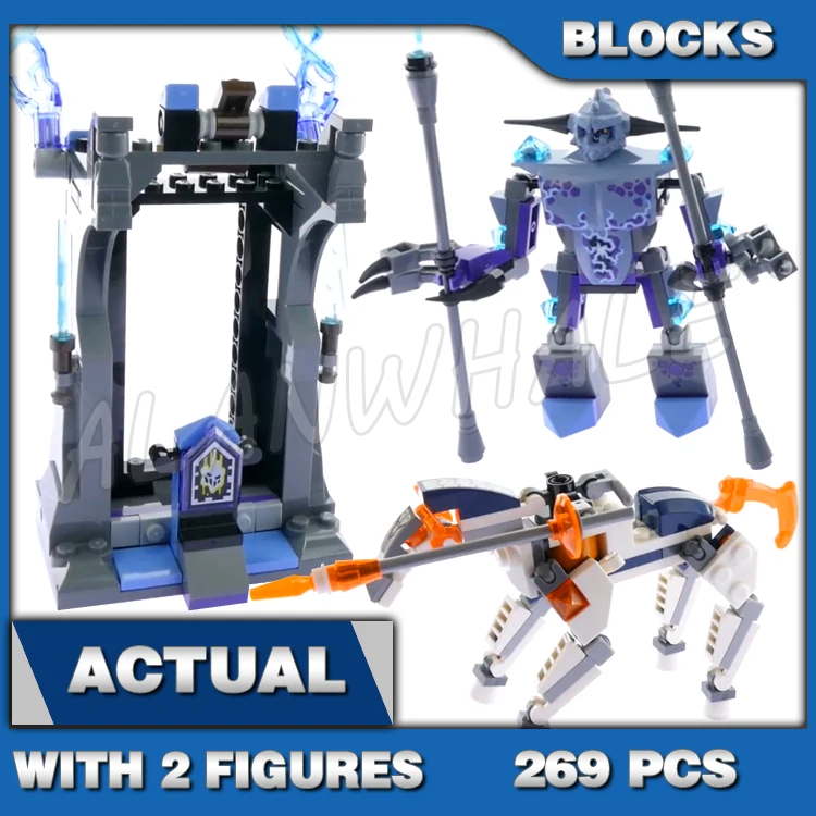 

224 шт. Nexoes Knights Ruina's Lock и ролик с синими когтями, задняя тюремная каретка 10591, набор строительных блоков, совместимый с моделью