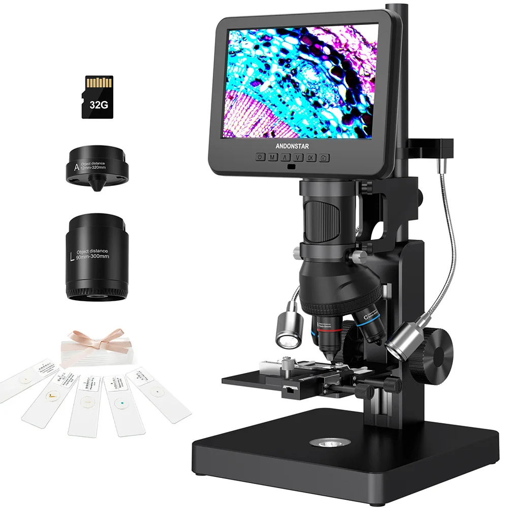 Andonstar 5000X UHD 2160P HDMI microscópios digital 24MP 전자현미경 Microscope 5 Lens Lab Biological Microscope микроскоп для пайки