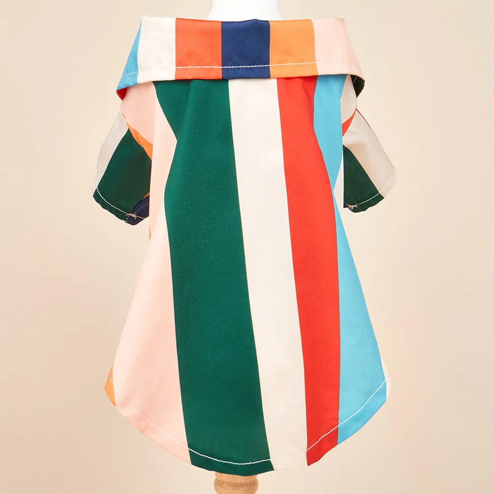 Cute Fashion Trendy Colorful Striped Dog Shirt, Stylish Pet Clothes & Cat Apparel