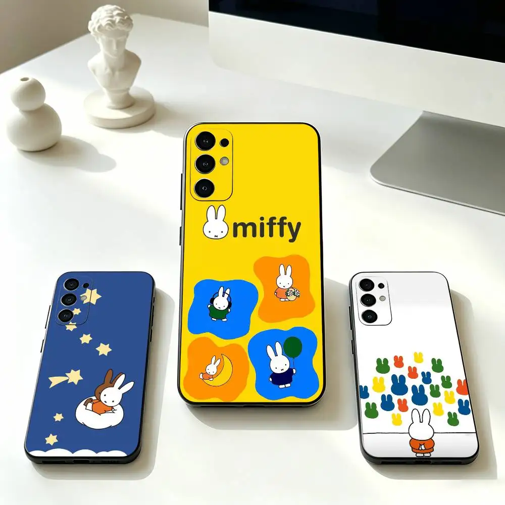 Cute M-Miffy Rabbit Kawaii  Phone Case For Samsung S25,S24,S21,S22,S23,S30,Ultra,S20,Plus,Fe,Soft Silicone Black Cover