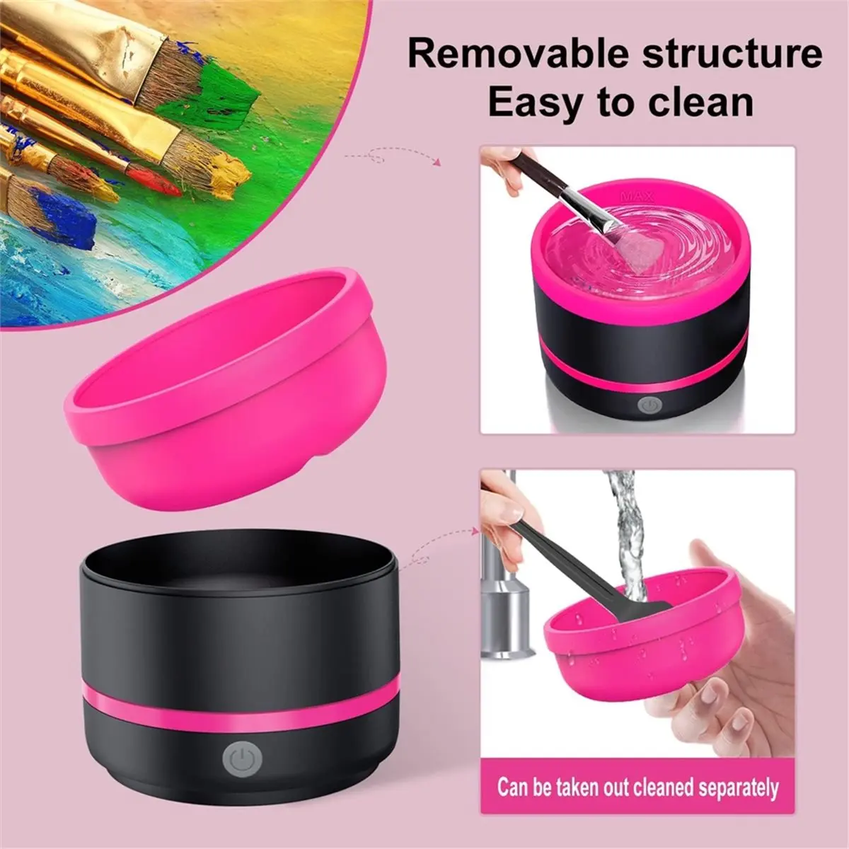 Electric Paint Brush Cleaner Rinse Cup with 3mode,USB Artist Brush Cleaning Washer Rinser for Acrylic,Gouache Painting B