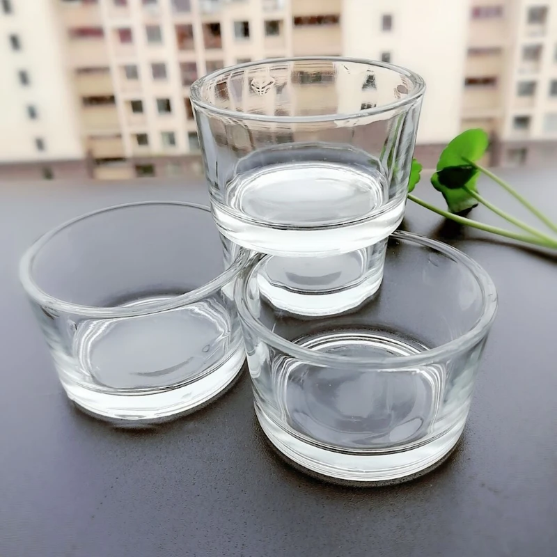 5pcs Small Tea Wax Glass Candle Holder Round Candle Glass