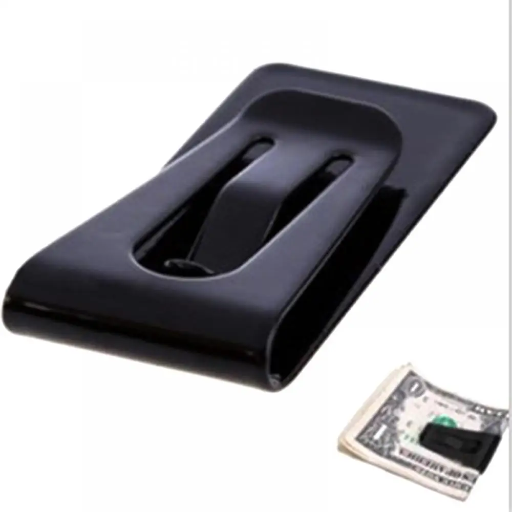 Black Money Clip Mens Stainless Steel Silver Cash Holder Male Mini Purse Metal Bill Clamp Slim Pocket ID Credit Card Folder 2023