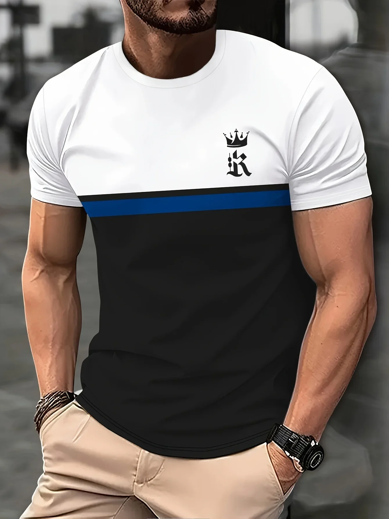 2024 Mens New Office Clothing Summer Breathable T-Shirt High Temperament Attendance Short Sleeved Round Neck K King Logo T-Shirt