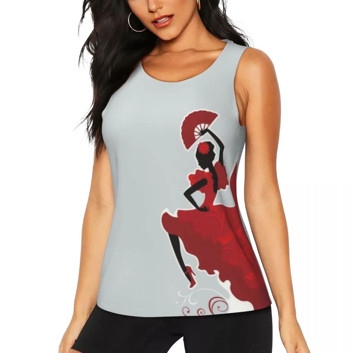 

Custom Flamenco Dancer Workout Tank Tops Women Quick Dry Sleeveless Spanish Spain Dance Yoga Shirt