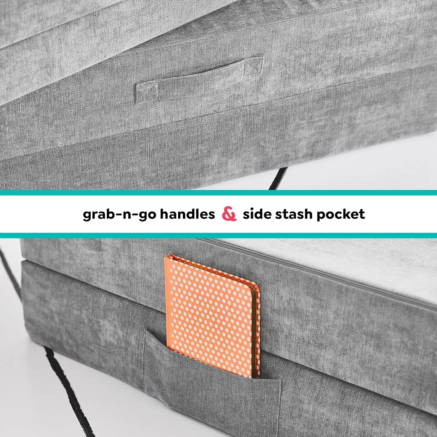 Play Couch, Convertible Folding Sofa, Durable Foam Modular Design, Mountain Gray