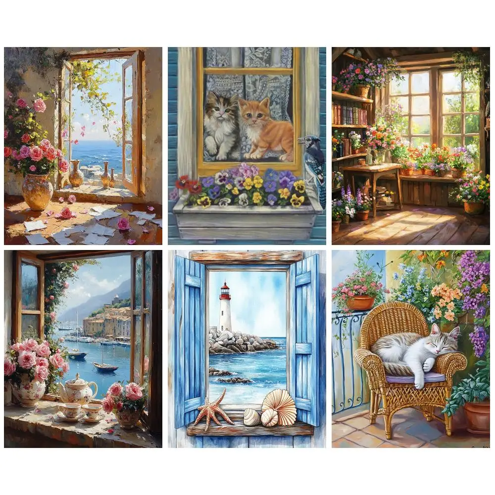 

GATYZTORY 40x50cm By Number Flowers Kits Handpainted DIY Frame Drawing Picture By Number For Adults On Canvas Home Decor