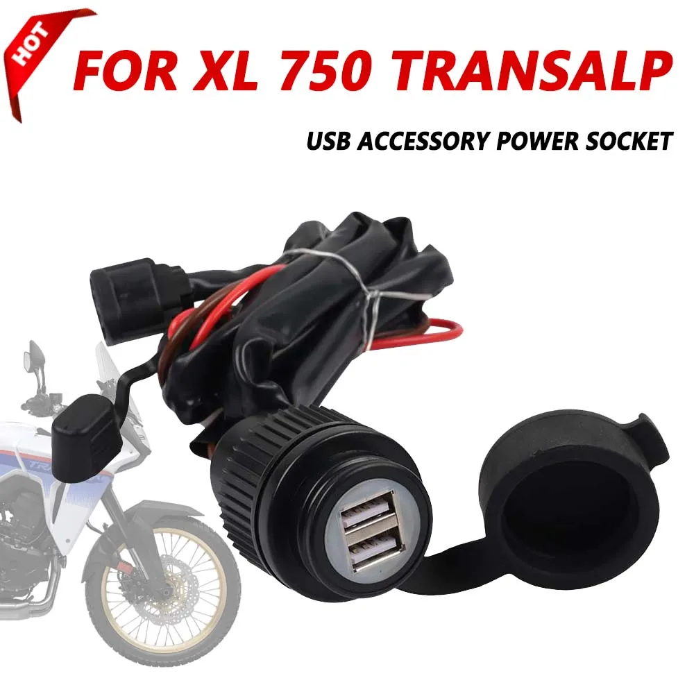 For Honda XL 750 Transalp XL750 2023 2024 Motorcycle Accessories Cellphone Dual USB Fast Charger Relay Adapter Plug power Socket