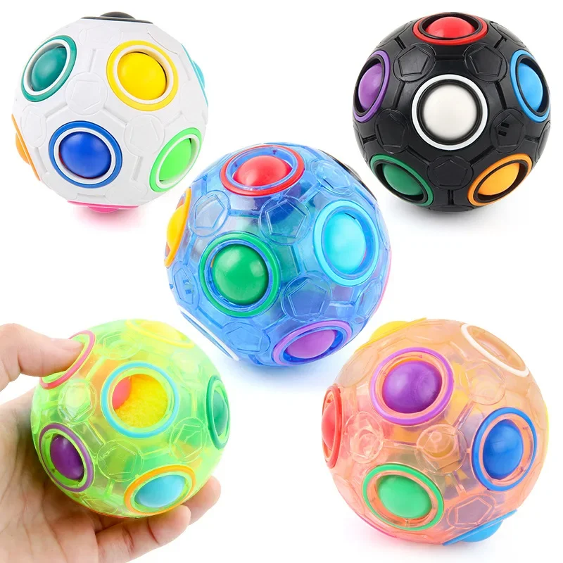 

Magic Rainbow Puzzle Ball Speed Cube Ball Fun Stress Reliever Brain Teaser Color Matching 3D Puzzle Toy for Children Teen Adult