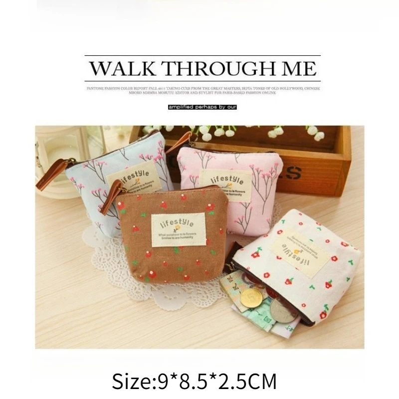 여성용 미니 귀여운 동전 지갑 저렴한 캐주얼 키 머니 백 여성용 패션 플로럴 동전 지갑 휴대용 지퍼 작은 사각 가방