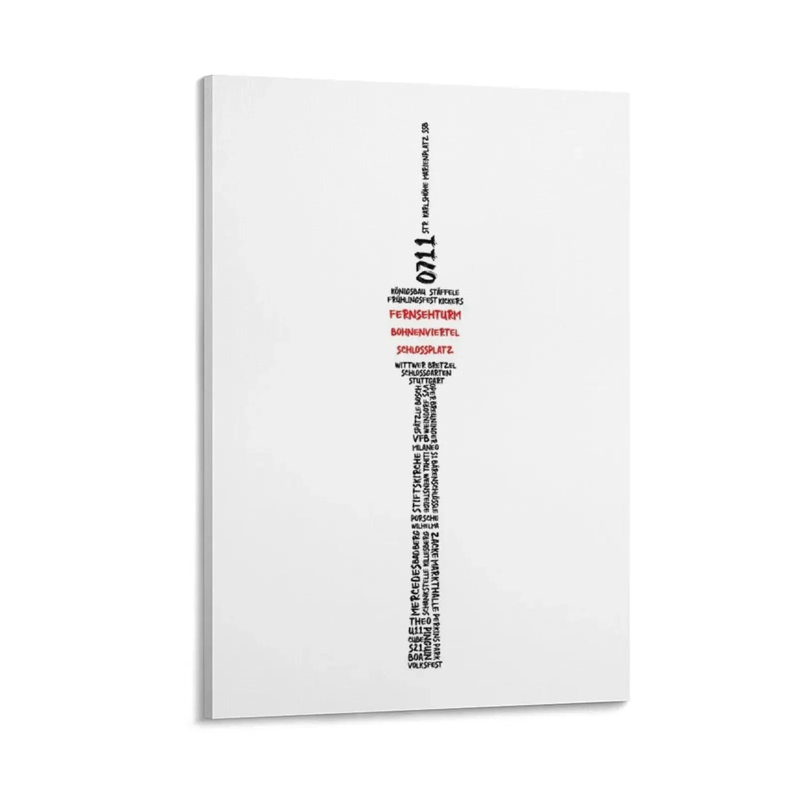 

Stuttgart 0711 TV tower (black and red) Canvas Painting decoration aesthetic Decoration wall home decor interior
