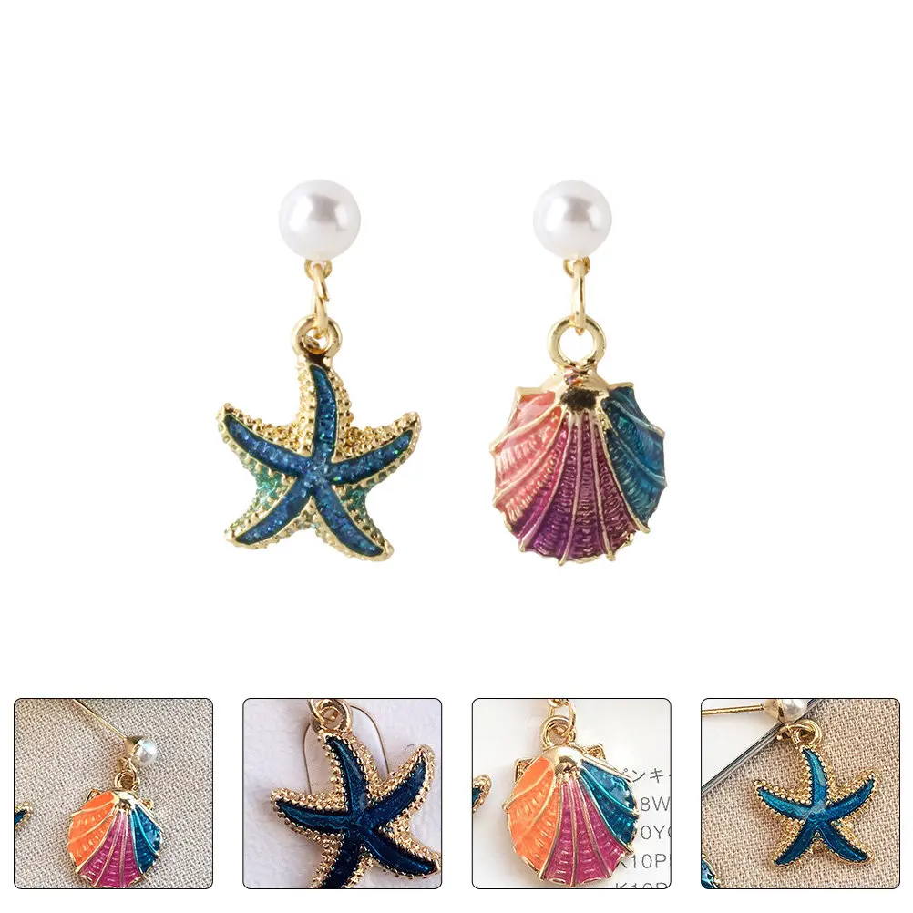 1Pair Creative Shell Earrings Alloy Material Marine Style Party Wear Women Danglers Fashionable Jewelry Creative Earrings