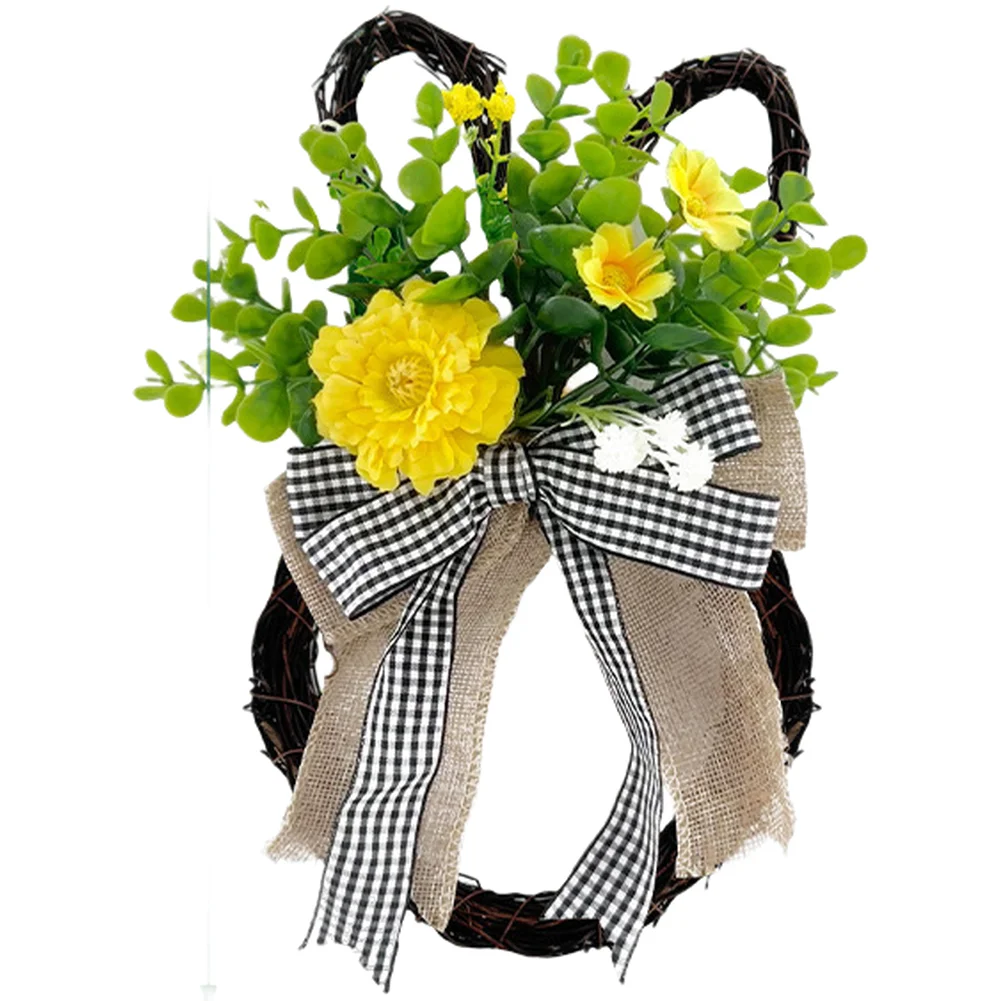 

Door Hanging Easter Bunny Wreath For Photo Shoots Handmade Craftsmanship Cloth And Plastic Components Egg Motif Details