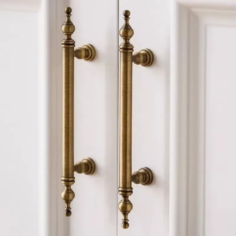 Cabinets Long Handle Antique Bronze Brass Handles for Kitchen Cabinets Wardrobes Drawers and Furniture Hardware T-bar Door Pulls