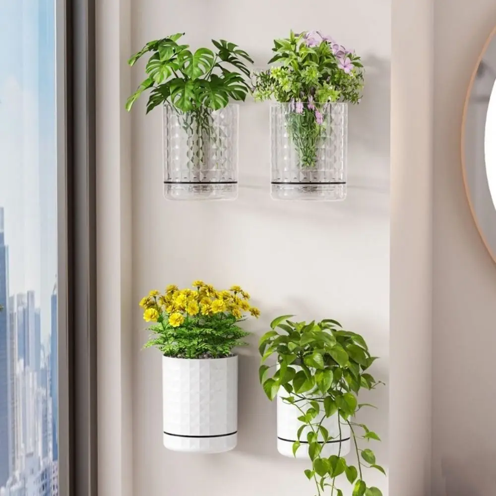 

Пластиковый гидропонный настенный горшок, самоклеящийся декоративный подвесной цветочный горшок, двухслойный компактный настенный горшок